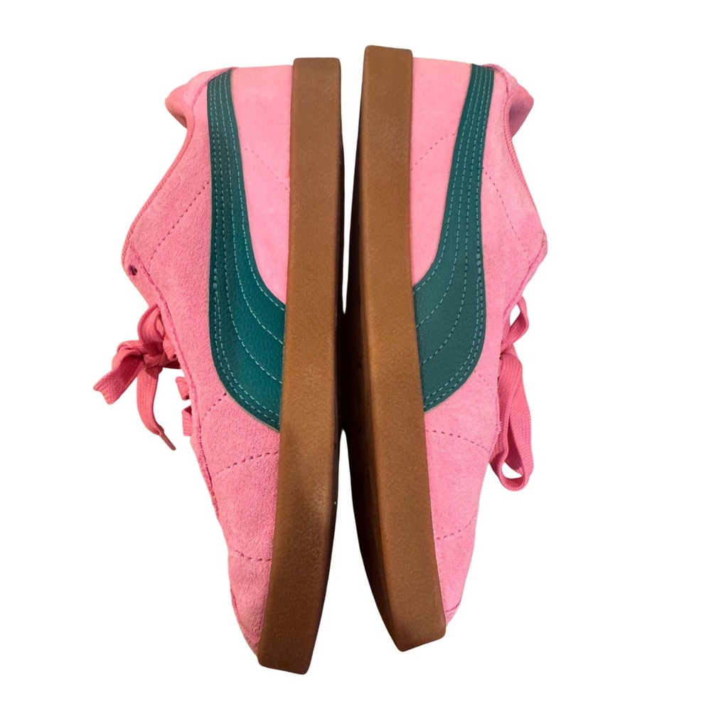Pink Puma Suede Sneakers Youth Size 5 Teal Stripe Gum Sole Lace Up Casual Shoes - Picture 4 of 7